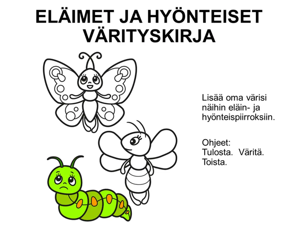 Eläimet ja hyönteiset -värityskirja