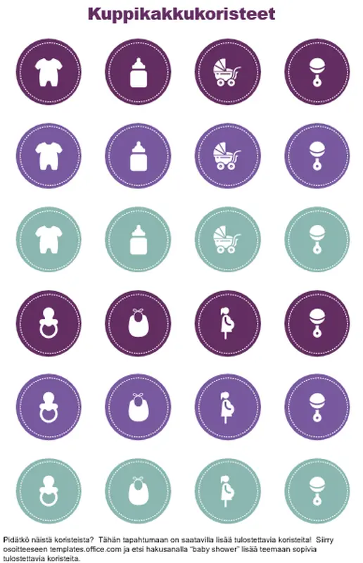 Vauvakutsujen kuppikakkukoristeet