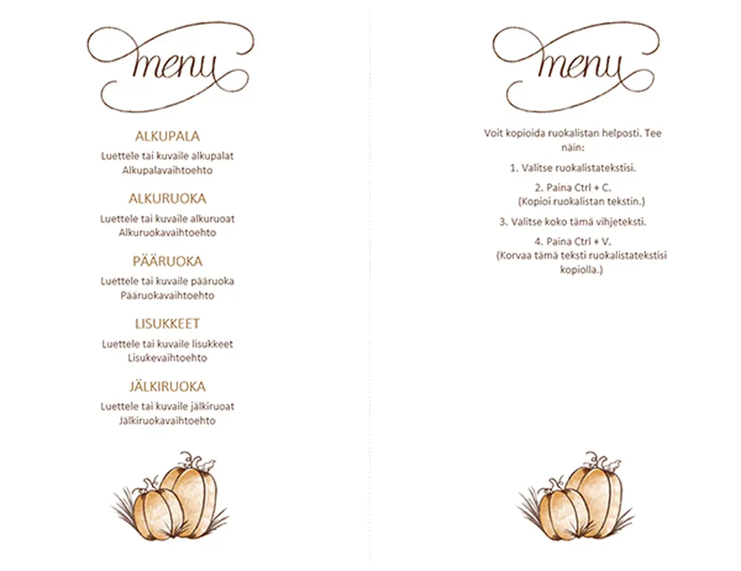 Kiitospäivän ruokalista