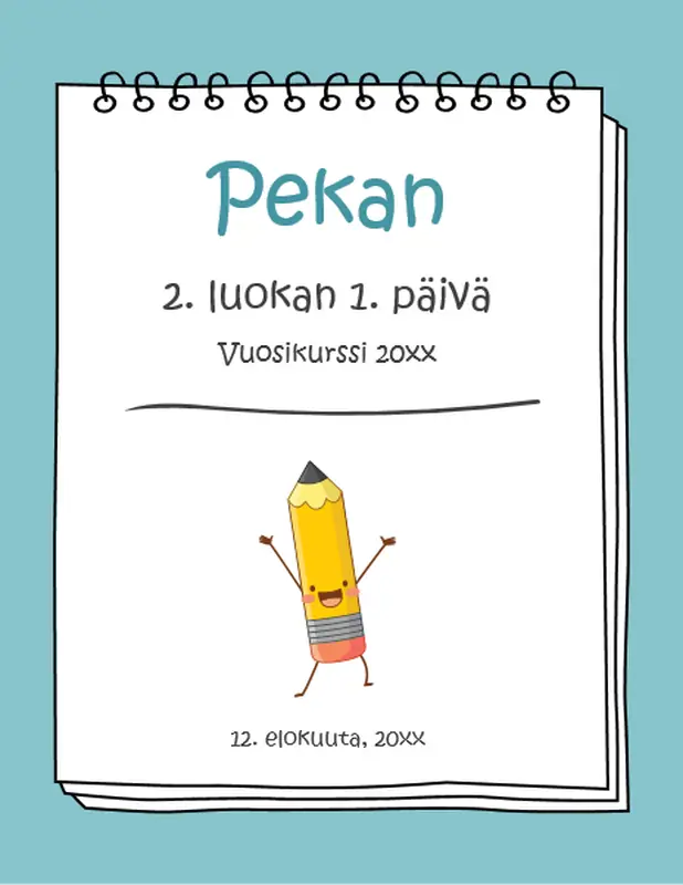 Ensimmäisen koulupäivän kyltti whimsical color block