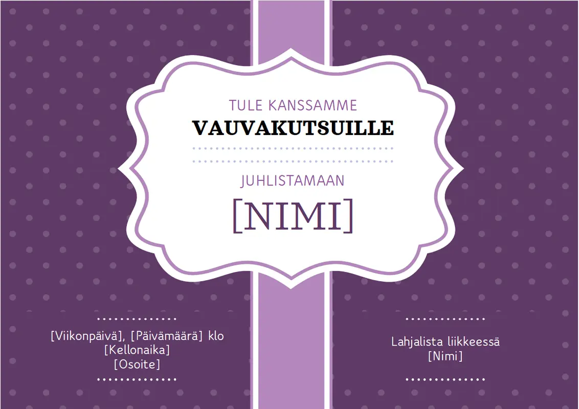 Kutsu vauvakutsuille