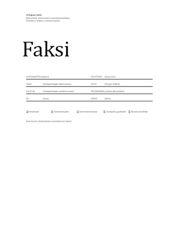 Faksin kansilehti