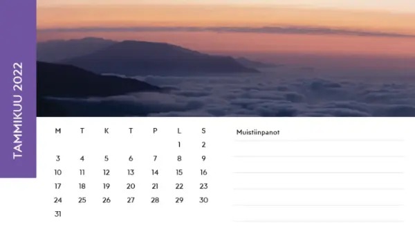 Maisema-valokuvakalenteri modern-simple