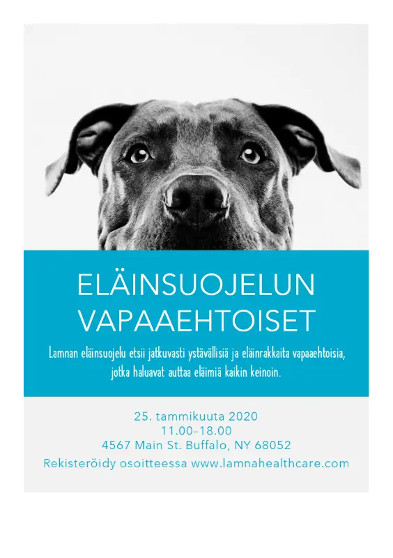 Eläinsuojelun vapaaehtoisten lehtinen blue modern-simple