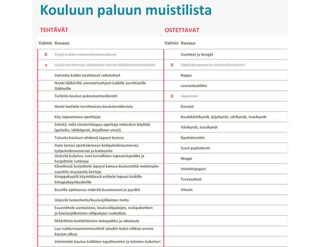 Kouluun paluun muistilista blue modern simple