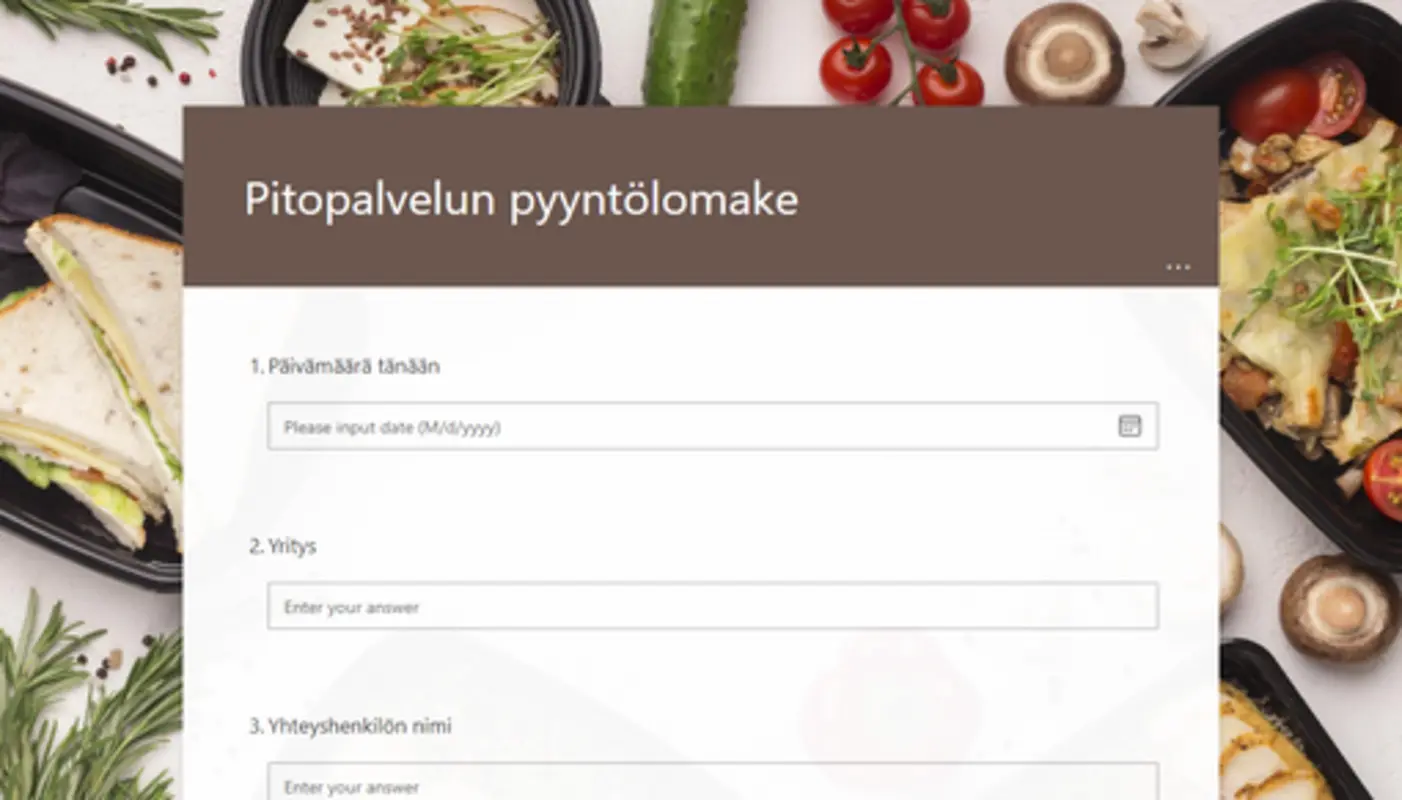 Pitopalvelun pyyntölomake brown