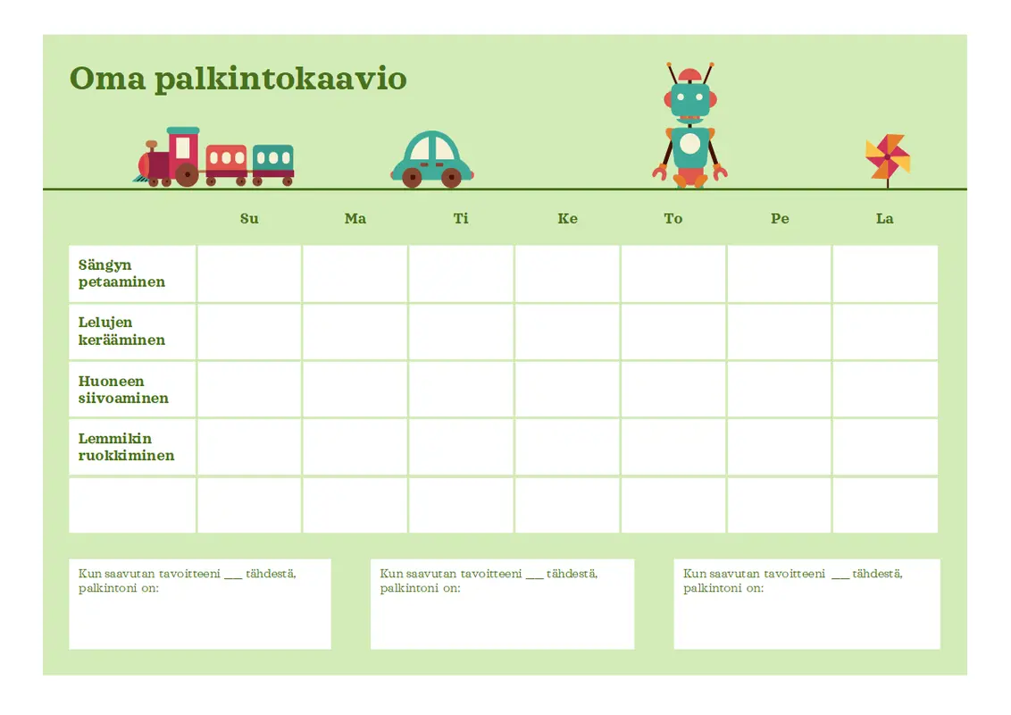 Maanantaista perjantaihin -palkintokaavio modern simple