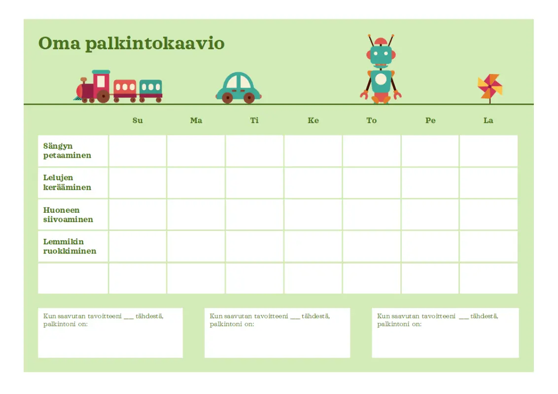 Maanantaista perjantaihin -palkintokaavio modern simple