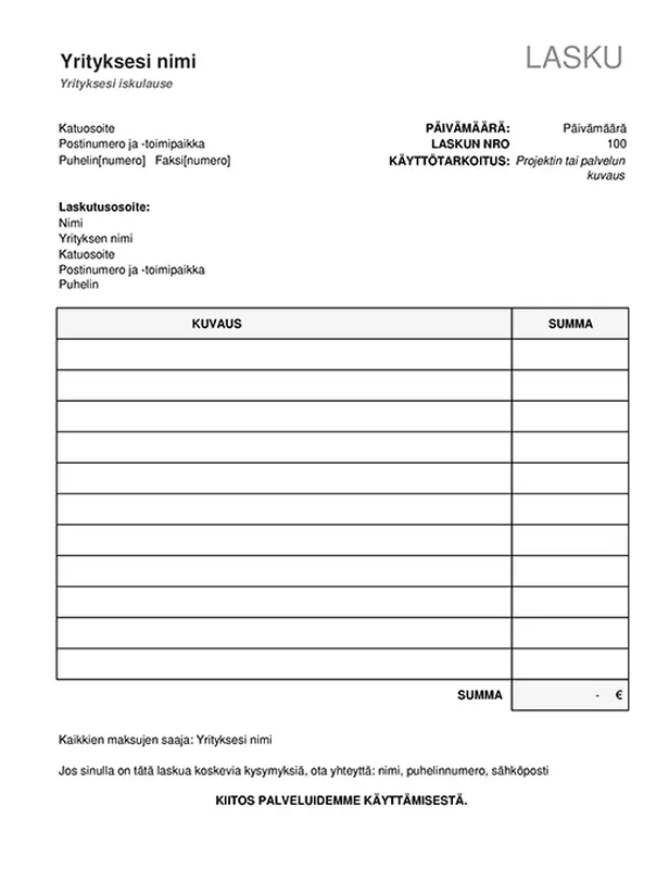 Yksinkertainen lasku, joka laskee kokonaissumman modern simple