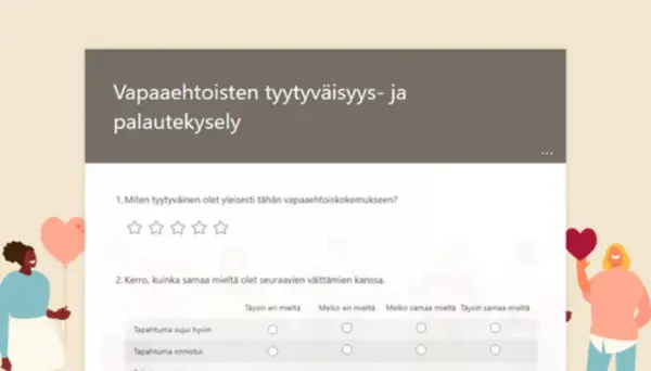 Vapaaehtoisten tyytyväisyys- ja palautekysely yellow