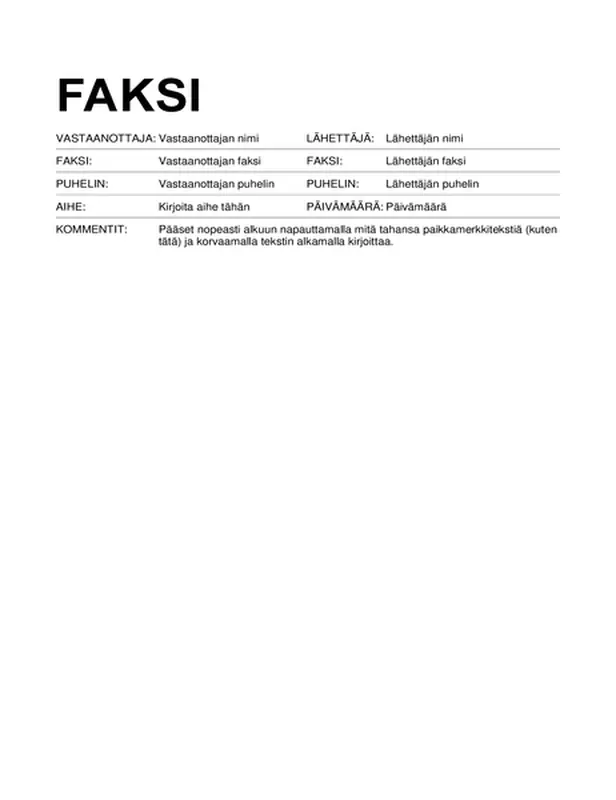 Faksin kansilehti (vakiomuoto)