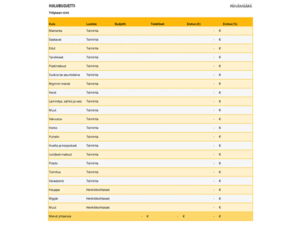 Kulubudjetti yellow modern simple