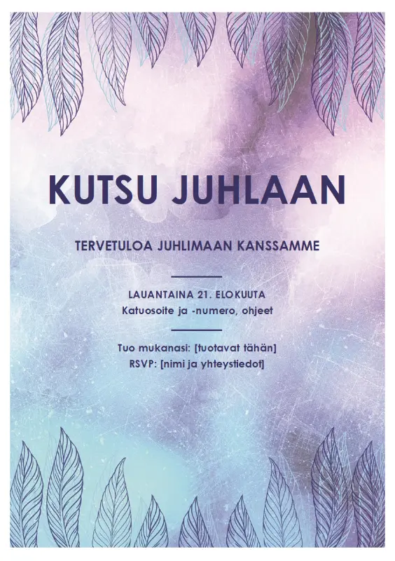 Kutsu juhlaan purple organic-boho