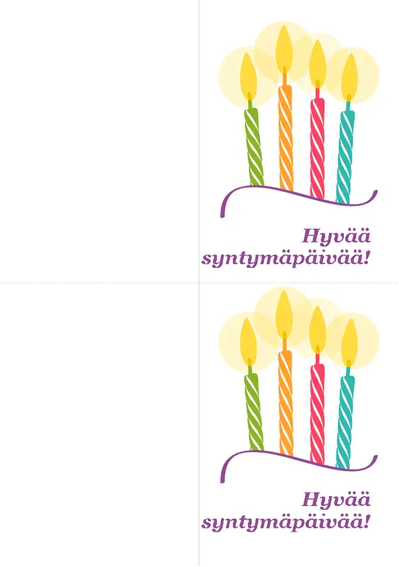 Syntymäpäiväkortit (2 sivua kohti)  modern-simple