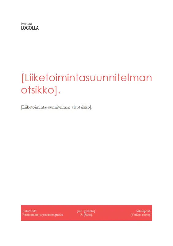 Liiketoimintasuunnitelma (punainen ulkoasu) red modern-simple