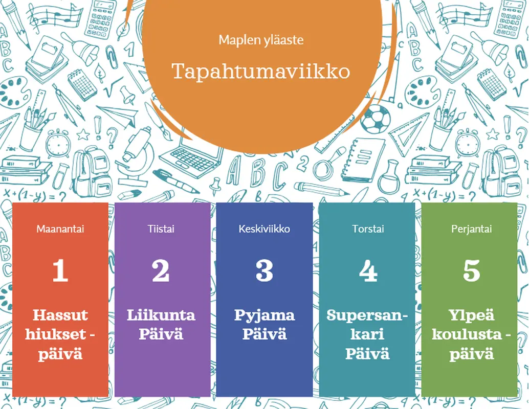 Oppilaitoksen tapahtumaviikkokalenteri whimsical-line