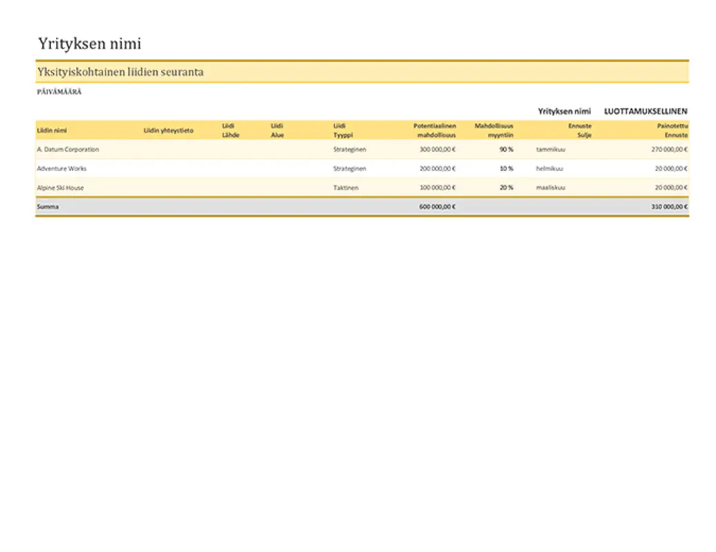 Myyntiliidien seuranta yellow modern simple