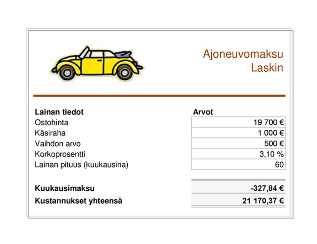 Ajoneuvolainan maksulaskuri orange vintage retro