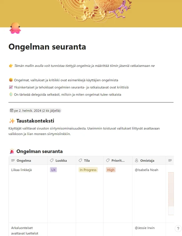 Ongelman seuranta