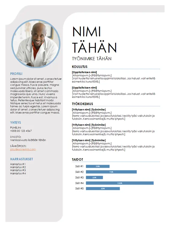 Siniharmaa ansioluettelo modern-simple