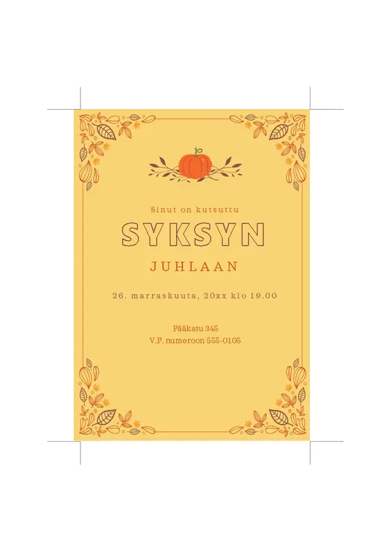 Syksy-juhlakutsu organic-simple