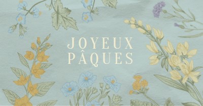 Vœux de Pâques blue vintage-botanical
