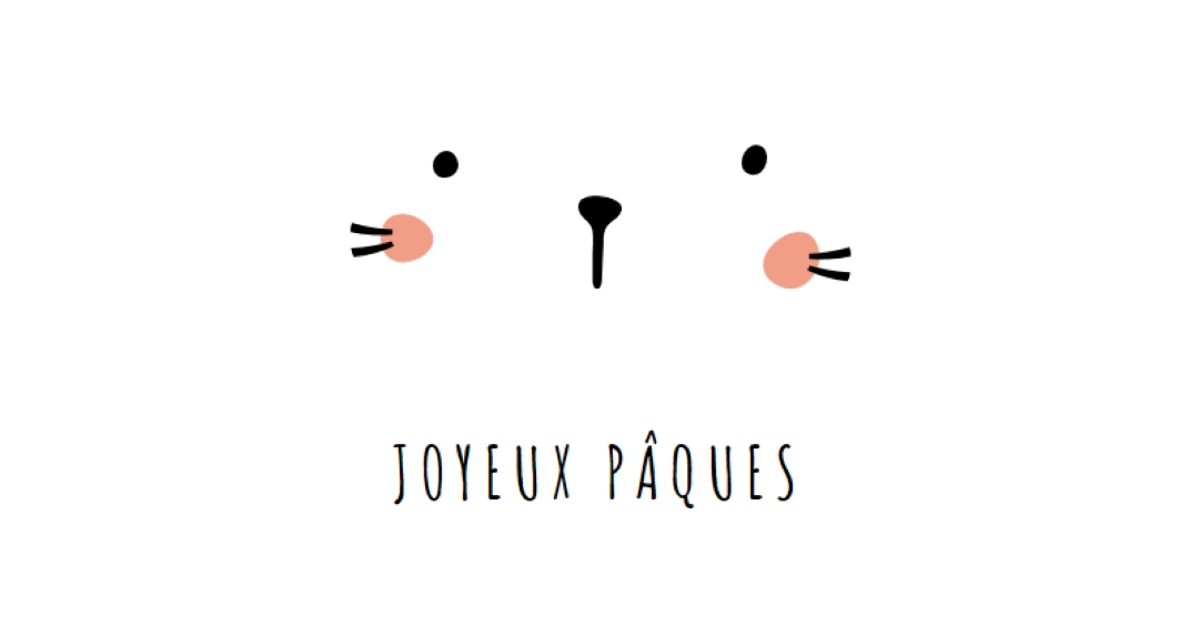 Joyeux Pâques, lapin white whimsical-line