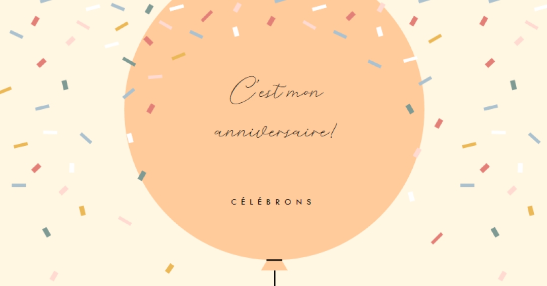 Célébrons mon anniversaire yellow whimsical-line