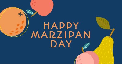 Happy Marzipan Day blue whimsical-line