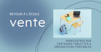 Vente de retour à l’école blue modern-simple