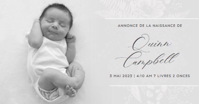 Annonce de la naissance de gray modern-simple