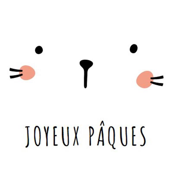 Joyeux Pâques, lapin white whimsical-line