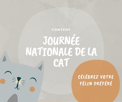 Joyeux Jour national du chat gray organic-simple