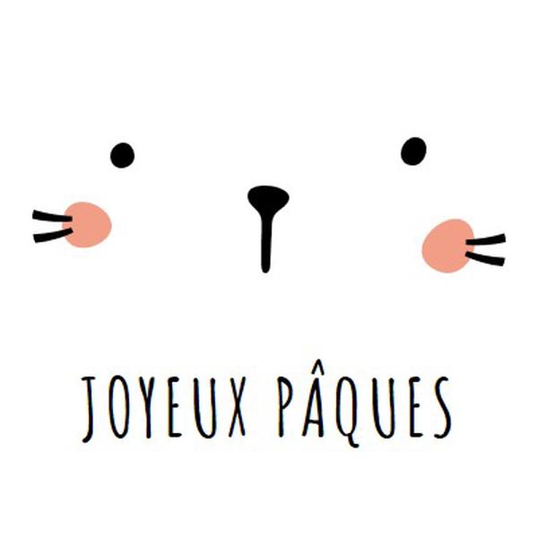 Joyeux Pâques, lapin white whimsical-line