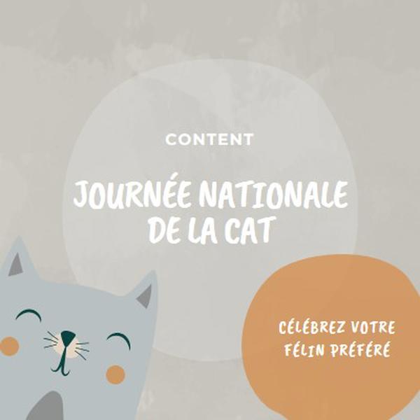 Joyeux Jour national du chat gray organic-simple