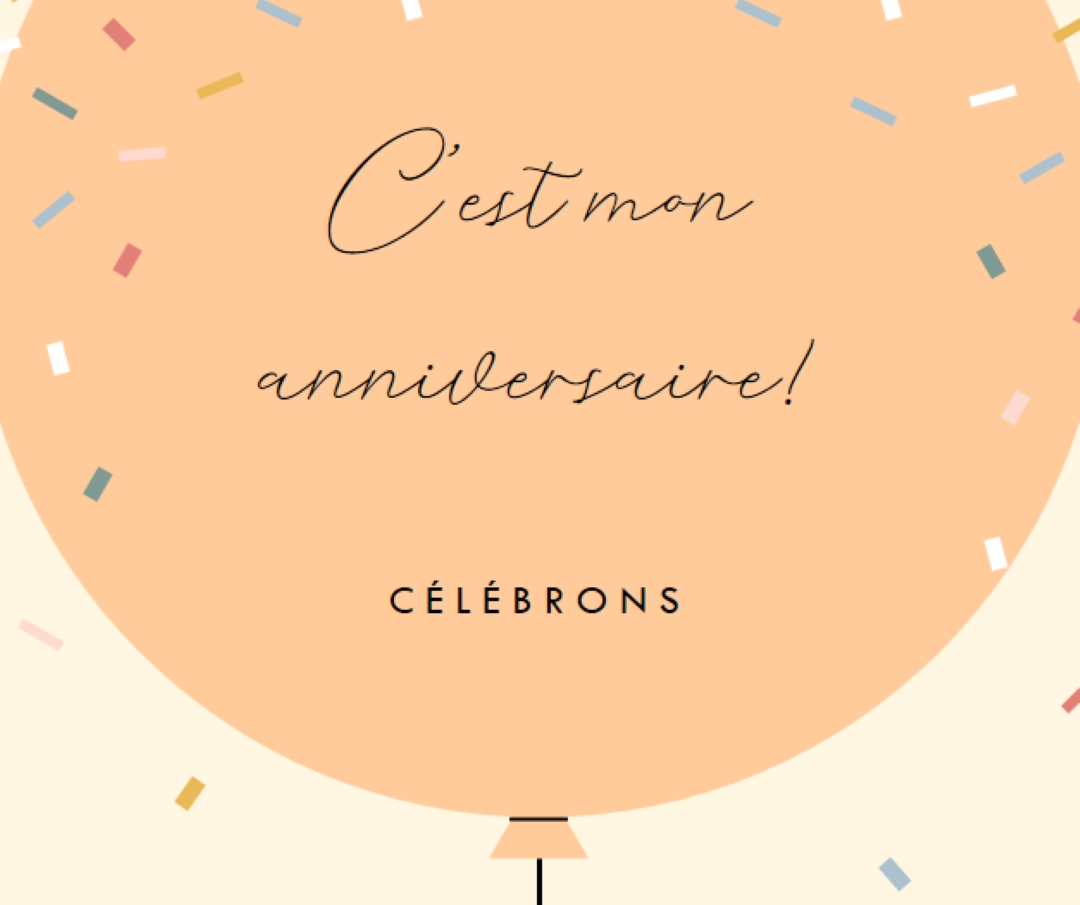Célébrons mon anniversaire yellow whimsical-line