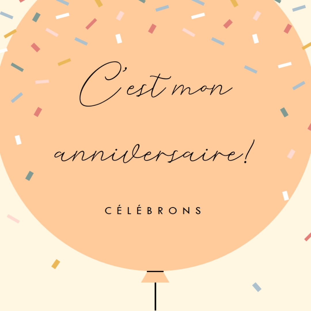 Célébrons mon anniversaire yellow whimsical-line