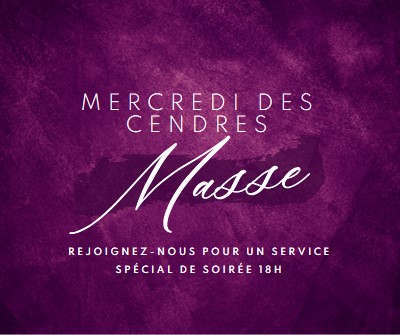 Messe du mercredi des Cendres purple modern-simple