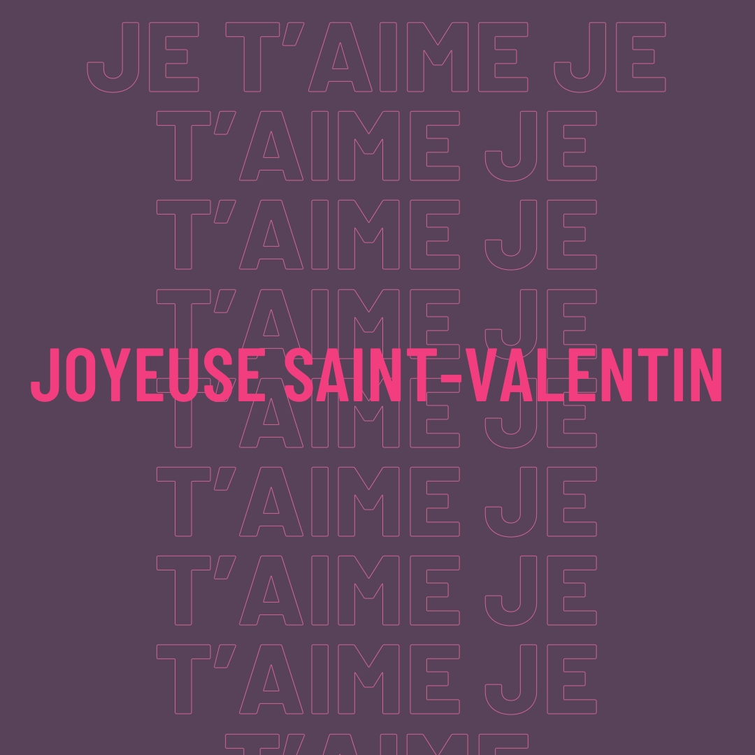 Je t’aime, Saint-Valentin purple modern-bold