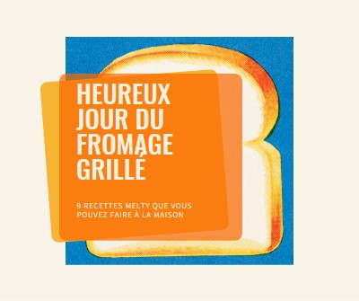 Heureux jour du fromage grillé orange modern-bold