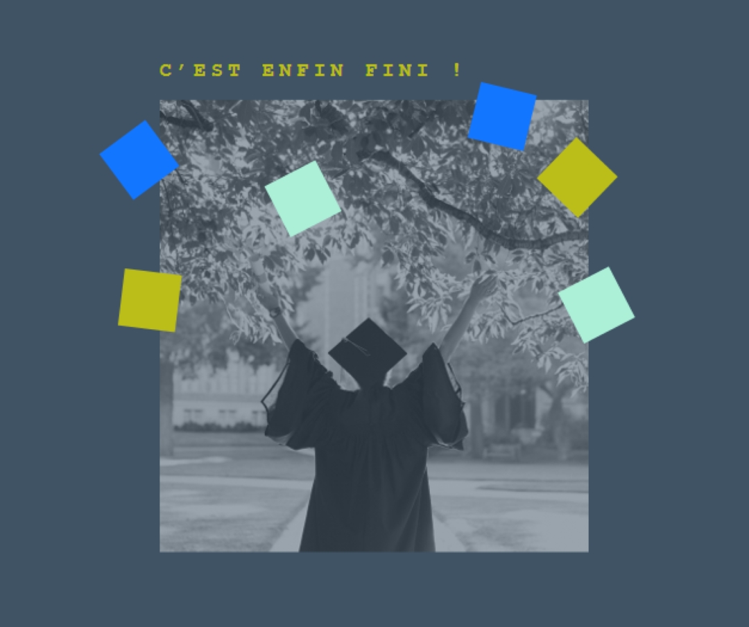 C’est enfin fini ! blue modern-simple