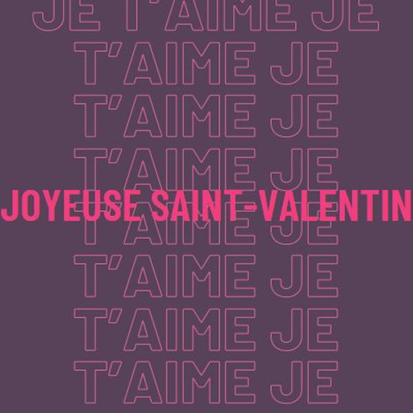 Je t’aime, Saint-Valentin purple modern-bold