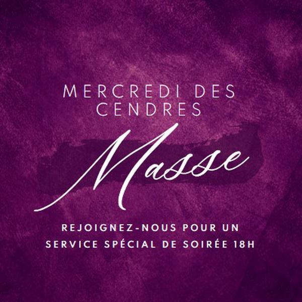 Messe du mercredi des Cendres purple modern-simple