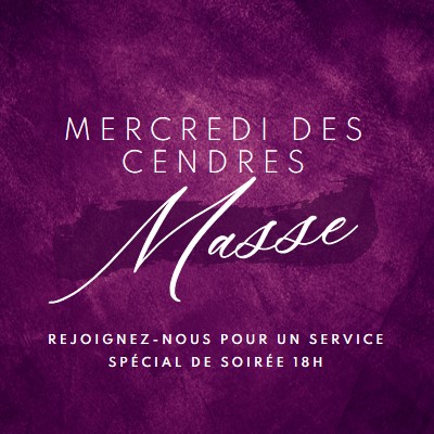 Messe du mercredi des Cendres purple modern-simple