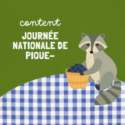 Heureux pique-national green whimsical-color-block