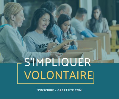 Nous allons encourager les bénévoles blue modern-simple