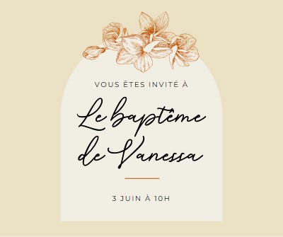 Invitation au baptême yellow vintage-botanical