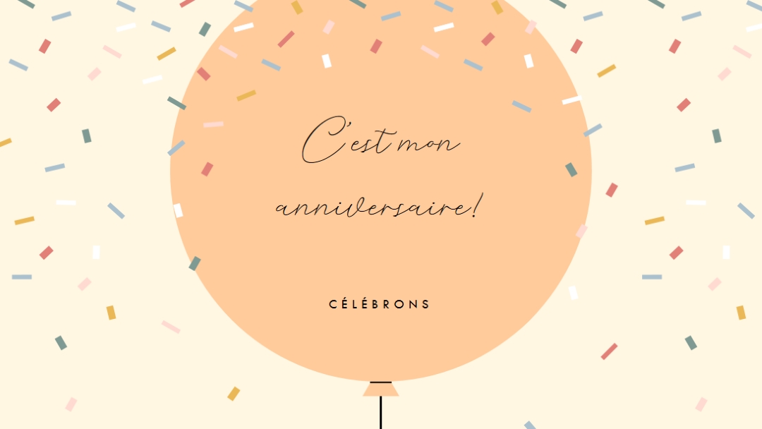 Célébrons mon anniversaire yellow whimsical-line