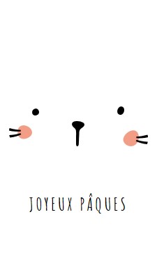 Joyeux Pâques, lapin white whimsical-line