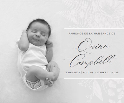 Annonce de la naissance de gray modern-simple